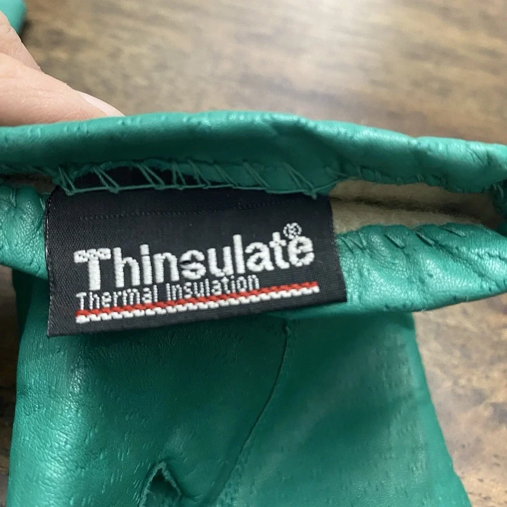 Thinsulate leather thermal insulation gloves green small/medium